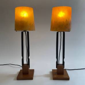 A Pair of French Brutalist Table Lamps